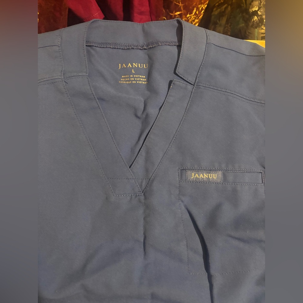 Jaanuu Women's royal blue scrub top